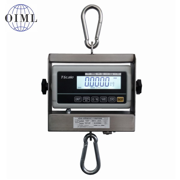 Závěsná váha J1-RWP/30, 30kg/10g, s možností ověření (Závěsná váha J1-RWP/30 do 30 kg pro obchodní vážení s LCD displejem)