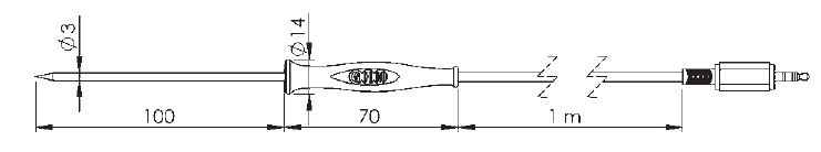 Zapichovací smímač GF 1T-E3-G-BNC (Snímač teploty Pt1000 s konektorem BNC, tř. př. B)